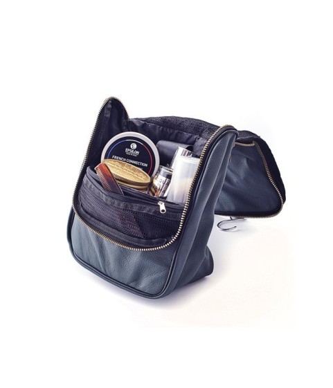 Epsilon Navy Blue Leather Men's Wash Bag