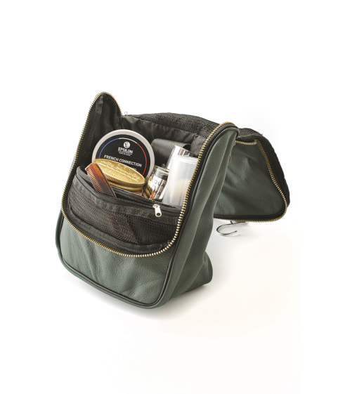 E Epsilon Green Leather Military Hanging Bag